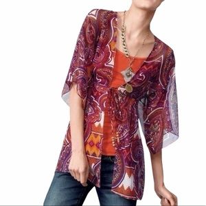 CAbi Kimono Coverup Epic Tunic 841 Sheer Boho